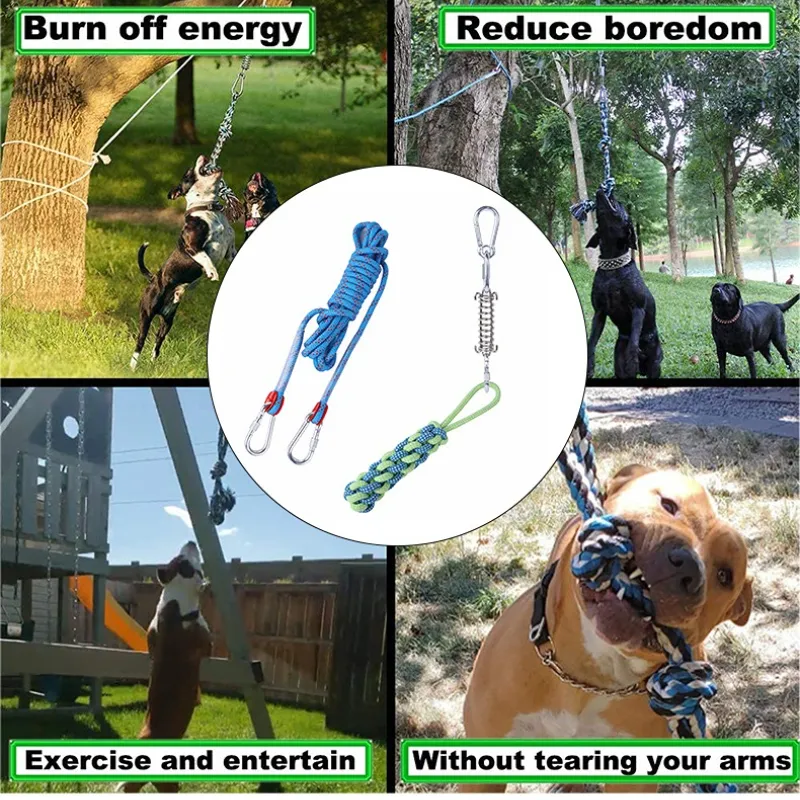 Hond Speelgoed Kauwt Touw Speelgoed Lente Pole Outdoor Opknoping Oefening Pull Tug Muscle Builder Goed Gereedschap Voor Honden Alle leeftijden 230628