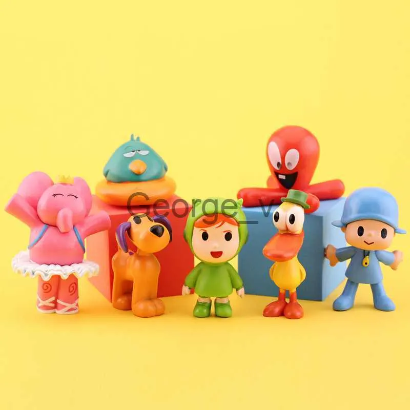 Minifig 7PcsSet Kawaii Animal Toy Bird Duck Elephant Doll Toy Model Scene Ornaments Anime Cartoon Cute Pvc Figures Toys J230629