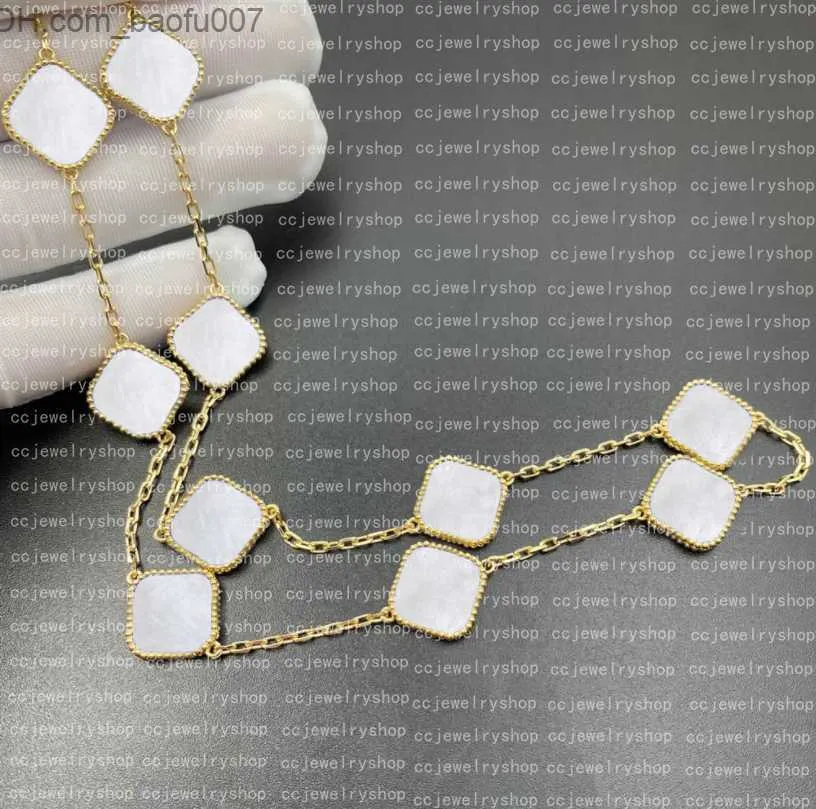 Pendanthalsband 45 cm-fashion Classic Agate Four Leaf Clover Halsband Long Ten 10 Flowers Pendant Pearl Motherl for Women Girl Z230629
