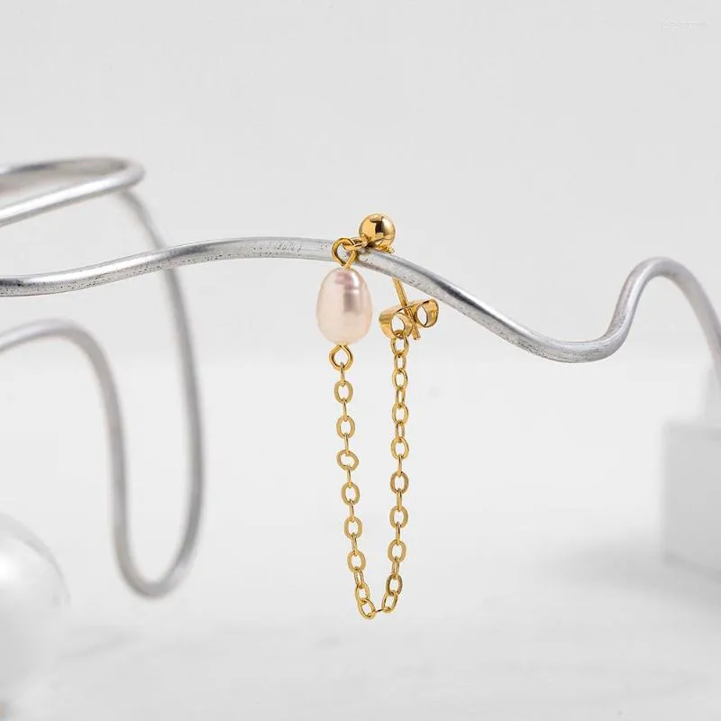 Boucles d'oreilles 1 pièces conception Simple irrégularité imiter la perle pour les femmes mode géométrique or couleur lien chaîne bijoux