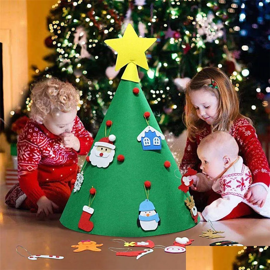 Dekoracje świąteczne 3D DIY Feil Tree z wiszącymi ozdobami Dzieci Prezenty Xmas Domowe Puzzle Education