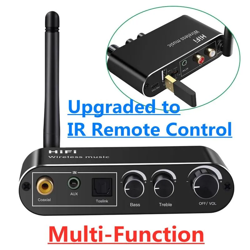 Anslutningar Digital till analog Audio DAC Converter SPDIF Optisk koaxial signal till 3,5 mm 3,5 AUX RCA -förstärkare avkodare Bluetooth 5.0 -mottagare