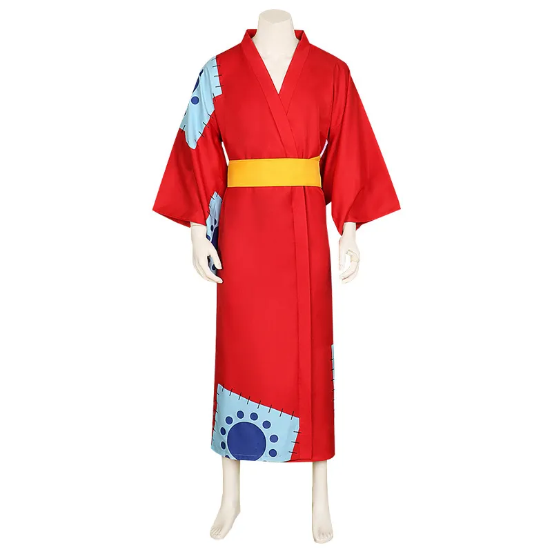 Anime Wano Ülke Maymun D Luffy Cosplay Kostüm Kimono Cadılar Bayramı Kıyafet