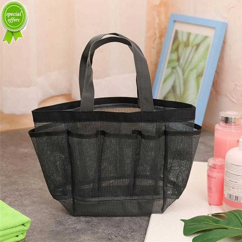 Bolsas de playa de ducha de malla de gran capacidad, multifunción, portátiles, para dormitorio universitario, baño, bolsa de mano duradera con 8 bolsillos, bolsa para zapatos