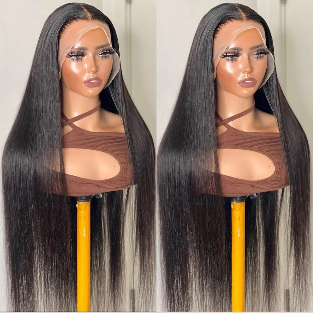 26Inch Bone Straight Lace Front Human Hair Wigs Transparent 13x6 Straight Human Hair Lace Frontal Wig for Women