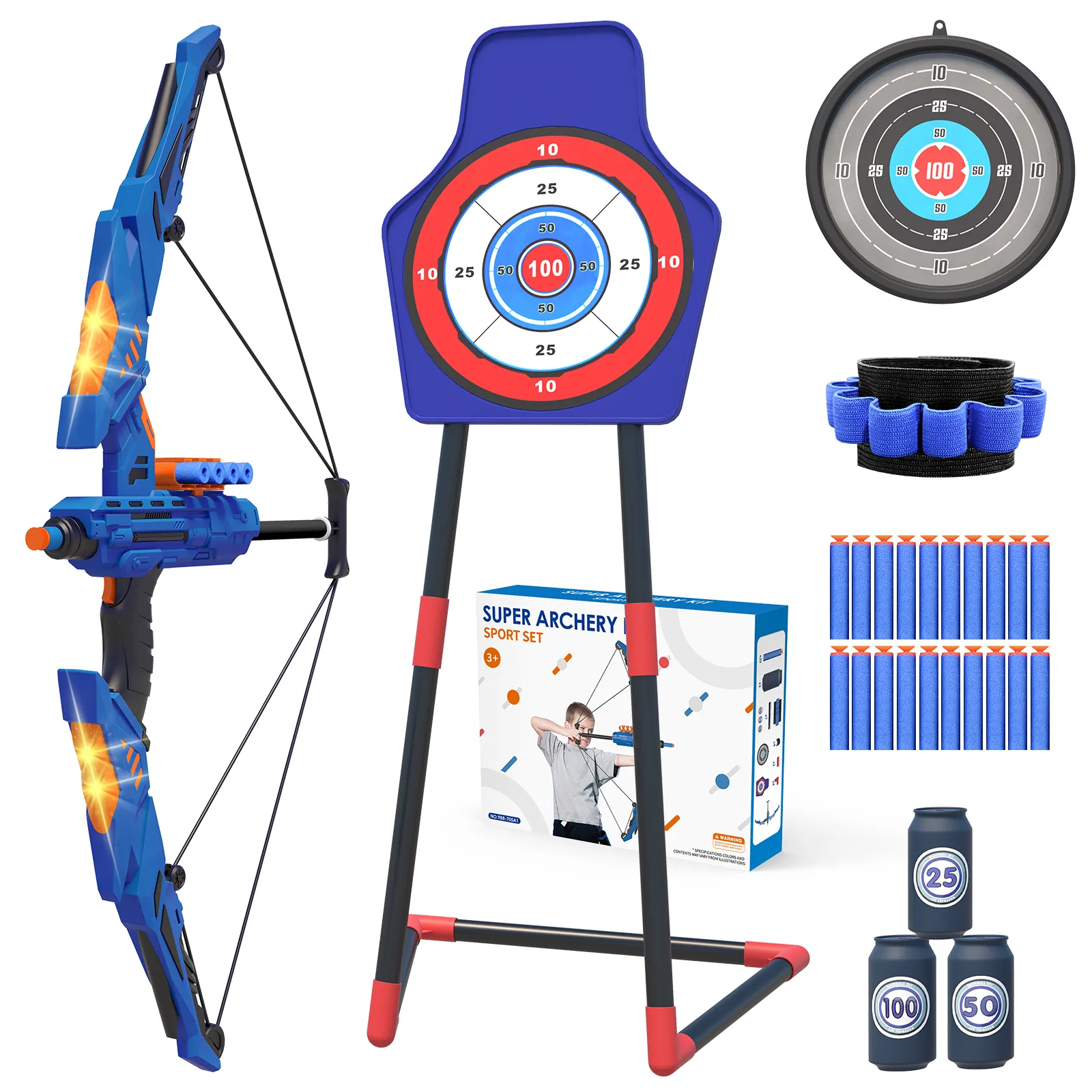 Спортивные игрушки QDRAGON Kids Bow and Lightup Archery Set for Gifts 3 4 5 6 7 8 9 10 11 12 Years Old Boys Girls Shooting Toy 230628