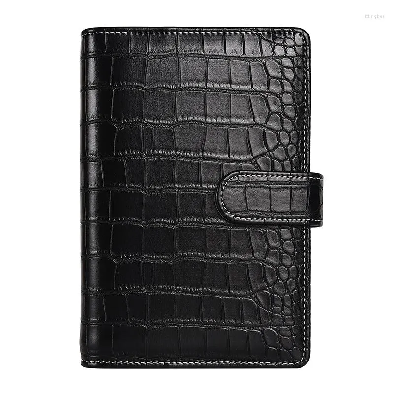 Cahier d'affaires en cuir de Crocodile haute couleur unie classeur A6 bureau financier Pu trésorerie voyageurs à petit budget