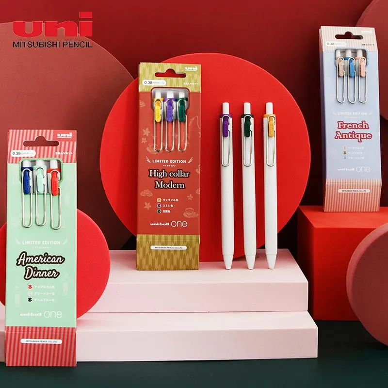 Stylos New Uniball One Gel Pen Color Ink UMNS38 / 05 Ensemble de papeterie à bille en édition limitée.