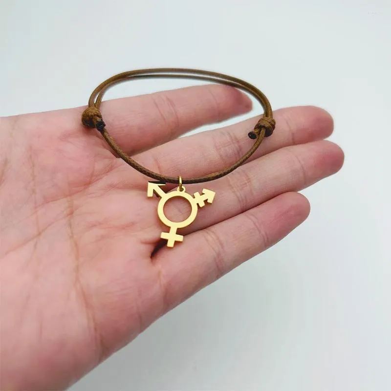 Braccialetti con ciondoli Simbolo Transgender in acciaio inossidabile Minimalista Catena regolabile in corda Bracciale Uomo Donna LGBT Gay Trans Pride Jewelry