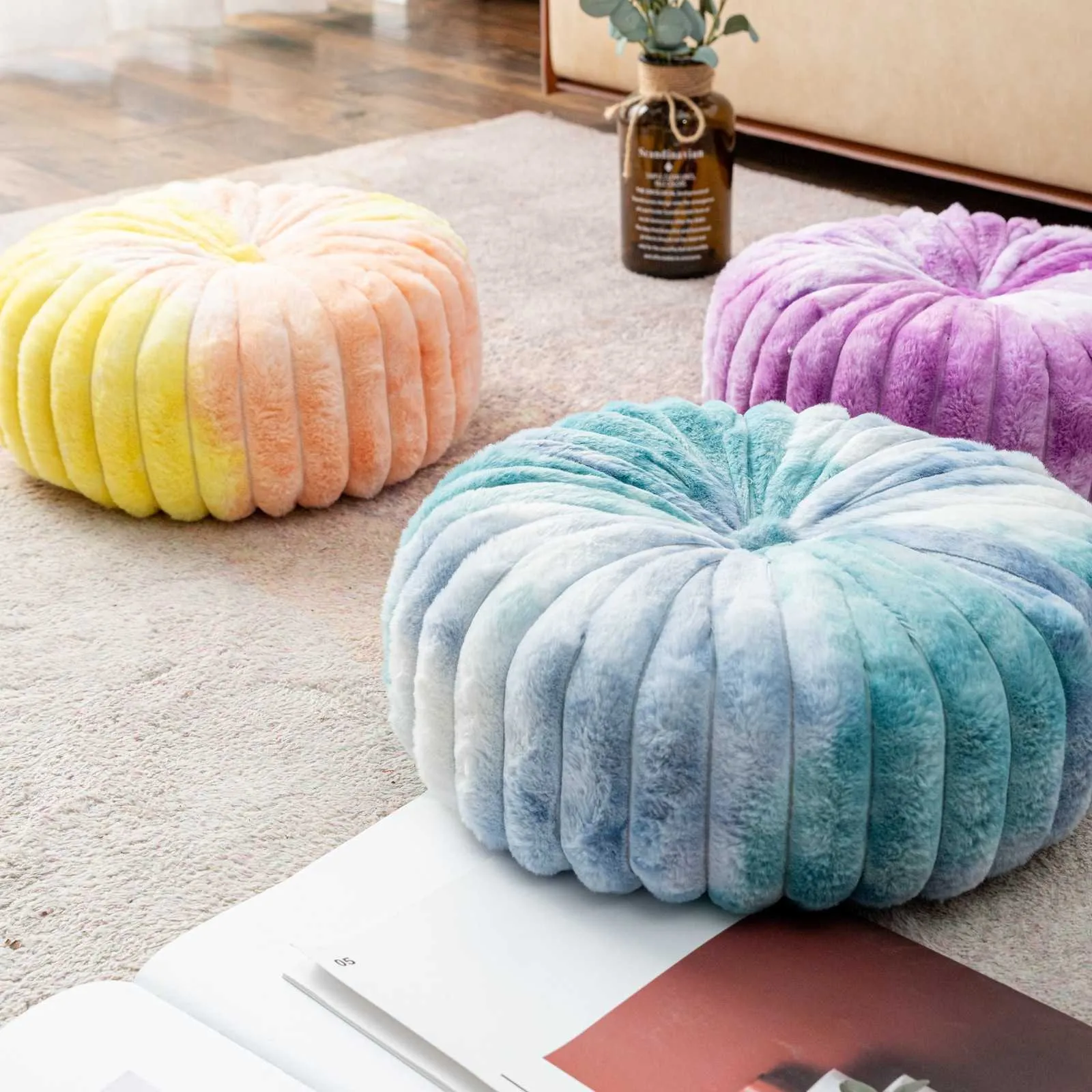 Cushion/Decorative Round Pumpkin Striped Handmade Sofa Bedside Cushion Floor Cushion