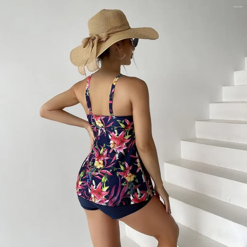 Floral Ruched Peplum Tankini Strapless One Piece Swimsuit With Shorts  Womens Two Piece Swimwear Set 2023 From Quennary, $18.51