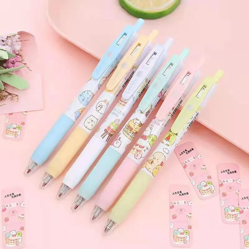 Pennen 24 PCS/Lot Kawaii Sumikko Gurashi Press Gel Pen Leuke 0,5 mm zwarte inkt Signature Pens Promotionele geschenk Stationery School Supplies