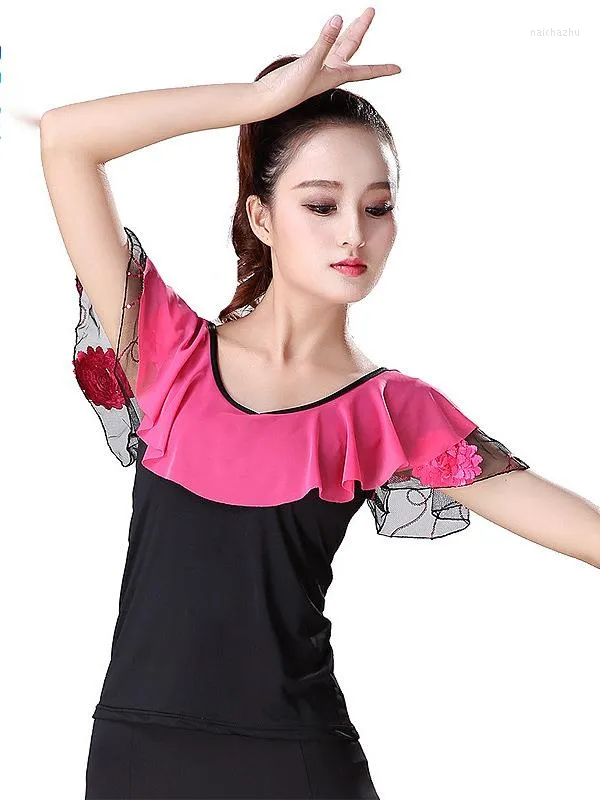 Stage Wear Ballroom Dance Costume Camicette Ladies Modern Standard Top Latin Flamenco Tango Waltz Salsa Dancewear