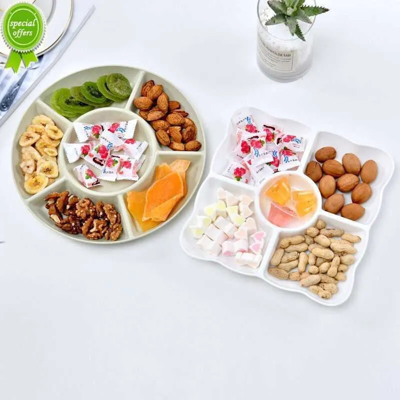 New 1 pc 6-Compartment Food Storage Tray Dried Fruit Snack Plate Appetizer Serving Platter for Party Candy Pastry Nuts Dish