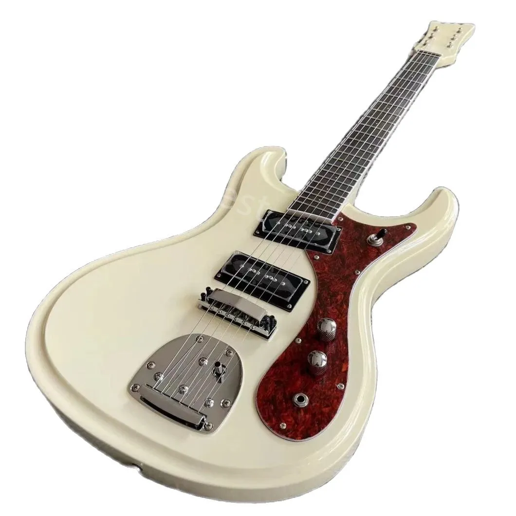 Ventures Johnny Ramone Mosrite Mark II Guitarra eléctrica Cuerpo blanco Rojo Totoise Pickguard P90 Pickup