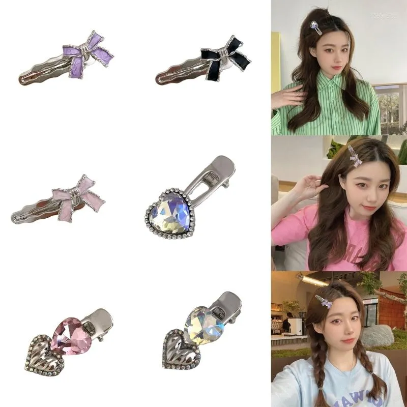 Clips de cheveux coeur / papillon Clip Barrettes Metal Duckbill Hairpins 2 pouces de long T8DE