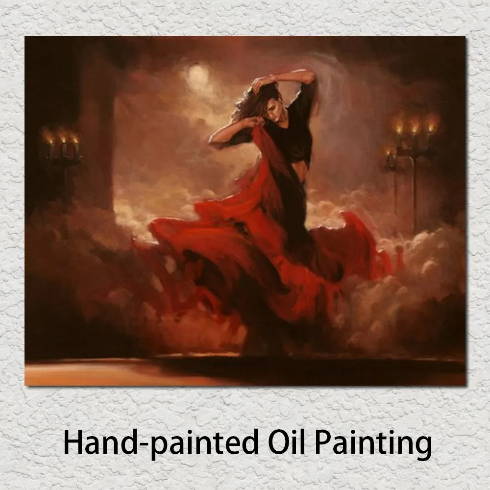 Modern Art Flamenco Spanish Dancer Oilmålningar Reproduktion Porträttmålning för väggdekor Hög kvalitet