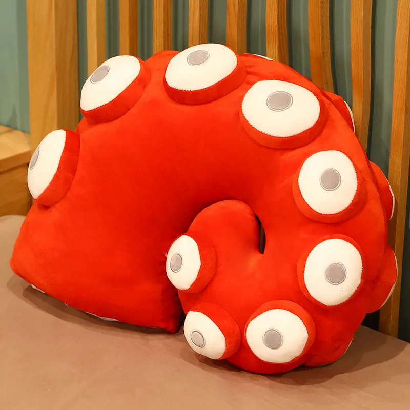 Plyschkuddar kuddar q version av kawaii bläckfisk tentacle doll röd grå bekväm kudde och kudde leksaker som kan värma händer 230628
