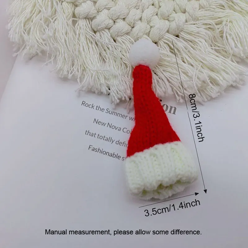 Xmas Mini Hat Decor Doll Clothes Accessory Miniature Cute Christmas Party Ornament Beverages Red Wine Bottle Cocktail Cup Decoration Pet Santa Hats W0053