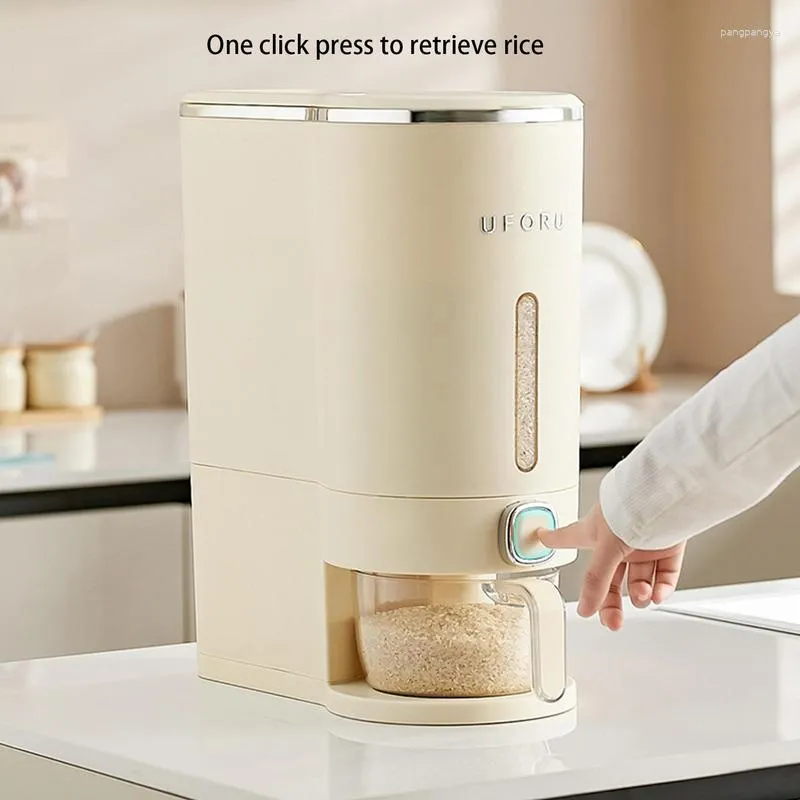 10kg Rice Bucket Storage Box Dispenser Container Grain Jar Kitchen  Organizer