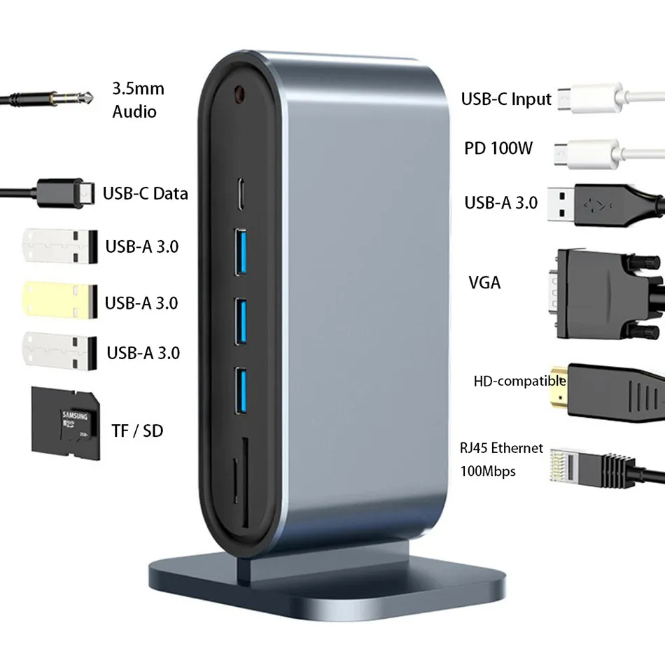 12 In 1 Usb Docking Station Docking Station With Tipo, Type C Hub, Usb