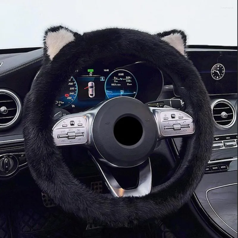 Steering Wheel Covers Delicate High Density Plush Cover Sweat-proof Non-slip Winter Keep Warm