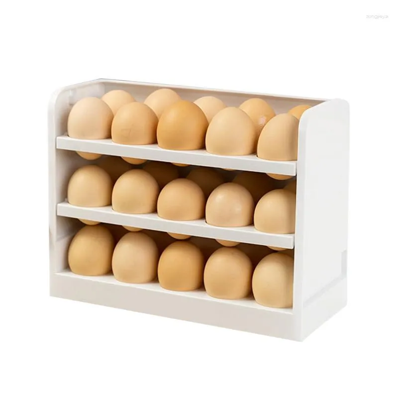 Storage Bottles Egg Holder For Refrigerator Plastics Container Rolling Box Multi-layer Rack Drawer Tray Fridge