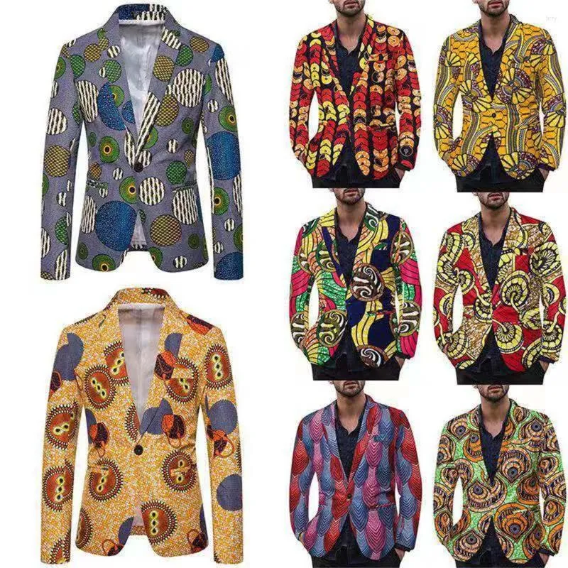 Trajes de hombre 8 colores estilo hawaiano Blazers abrigo primavera y otoño Casual traje estampado fiesta Slim Fit patrón Floral chaquetas M-3XL