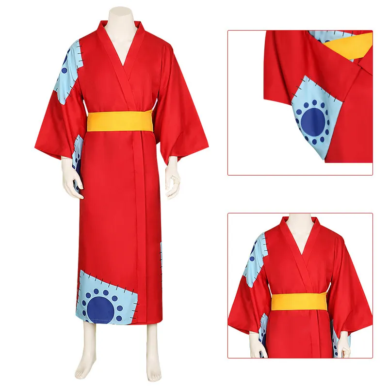 In Stock One Piece Wano Country Monkey D. Luffy Cosplay Costume Kimono  Outfits Halloween Carnival Suit