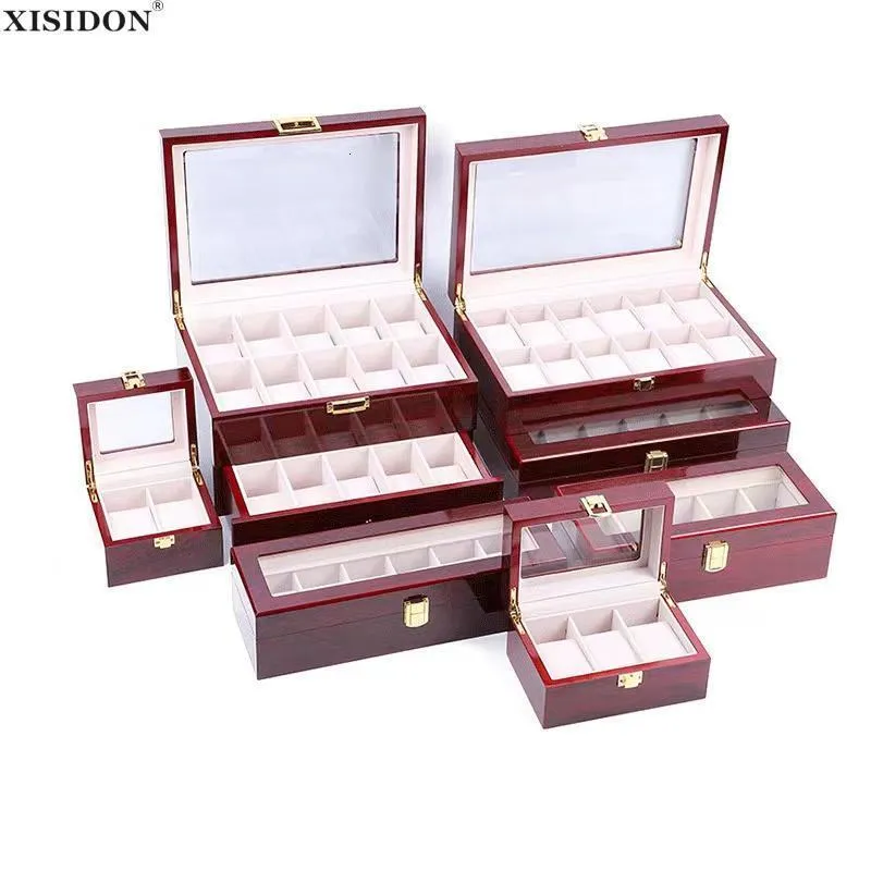 Scatole per gioielli Scatola per orologi in legno di lusso 123561012 Organizzatori di griglie 6 slot Supporto in legno per uomo Donna Orologi Display 230628