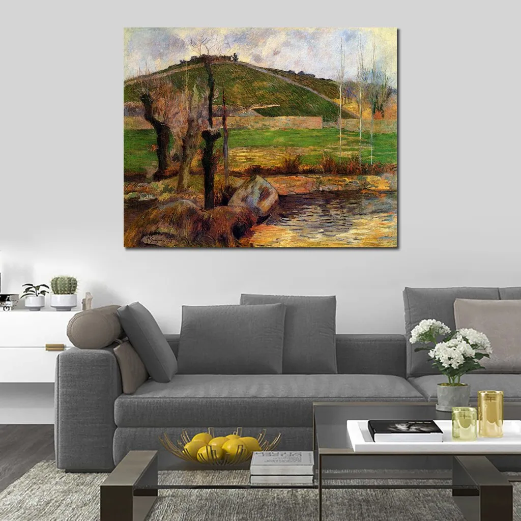 Handgjorda Paul Gauguin -målningar av River Aven under Moun Saint Marguerite Landscape Canvas Art for Office Wall Decor