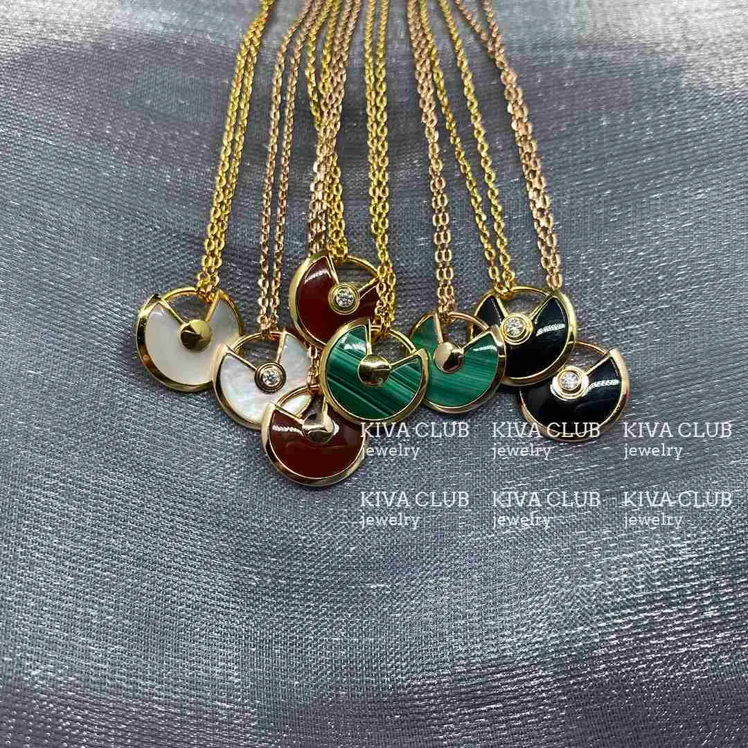 Designer Brand Carter Family Talisman Circular Fan Halsband Fritillaria Agate Malachite High Carbon Diamond Collar Chain Chain