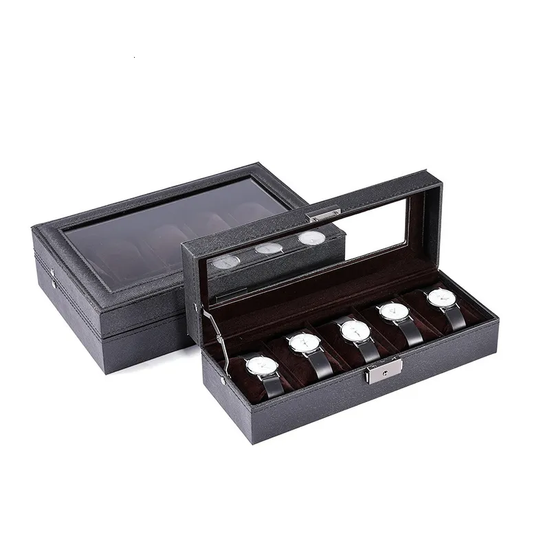 Sieraden Dozen 2023 PU Leer 51012 Omgordt Zwart Horloge Doos Case Opslag Houder Organizer Display 230628