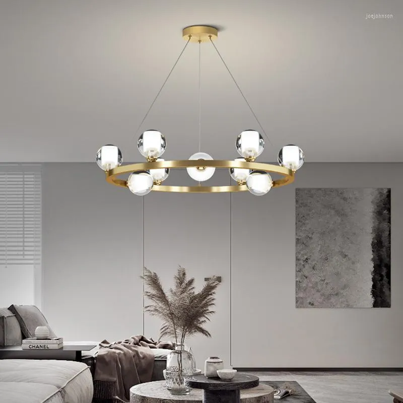 Lámparas colgantes, lámpara de araña Led de arte, luz de techo, moderna, minimalista, cristal, cobre, Lustre, accesorio colgante para interiores, decoración de estar