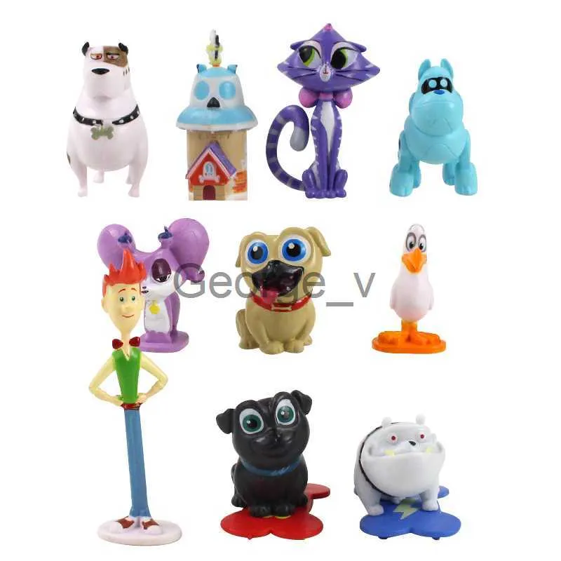 Minifig 12pcsset 058cm Puppy Dog Pals Bingo Rolly Bob Dog and Friendsかわいいミニ人形PVC装飾モデルフィギュアTOY J230629