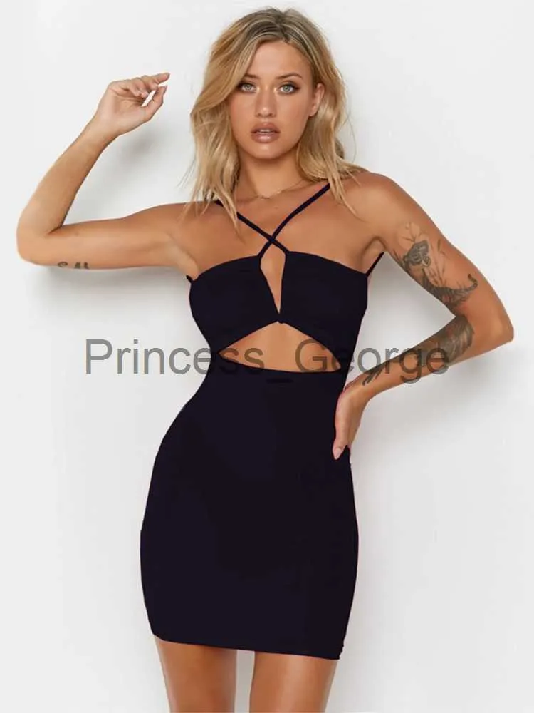 Robes de soirée robe sexy dos nu bretelles spaghetti sans manches femmes vêtements fête noir mini robes robe d'été pour femmes 2022 vêtements x0629