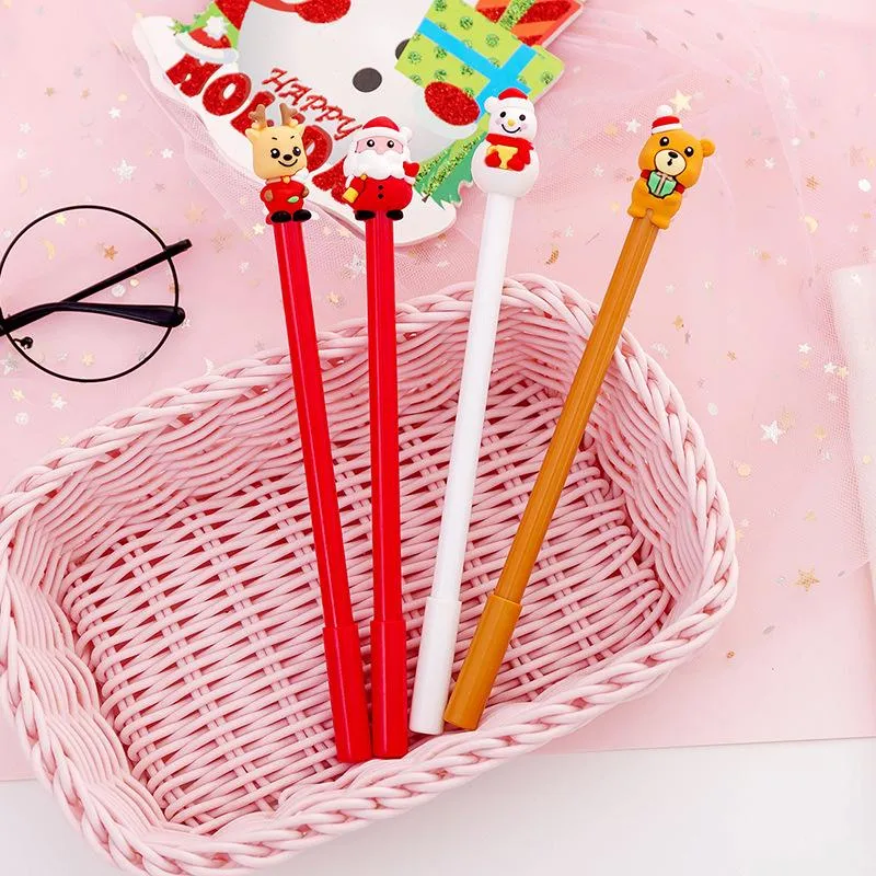 Stylos 40 PCS Christmas Gel Ink Pen Novelty Rollerball stylos Black Office Supplies Christmas Tree Snowman Rendeer Santa Claus