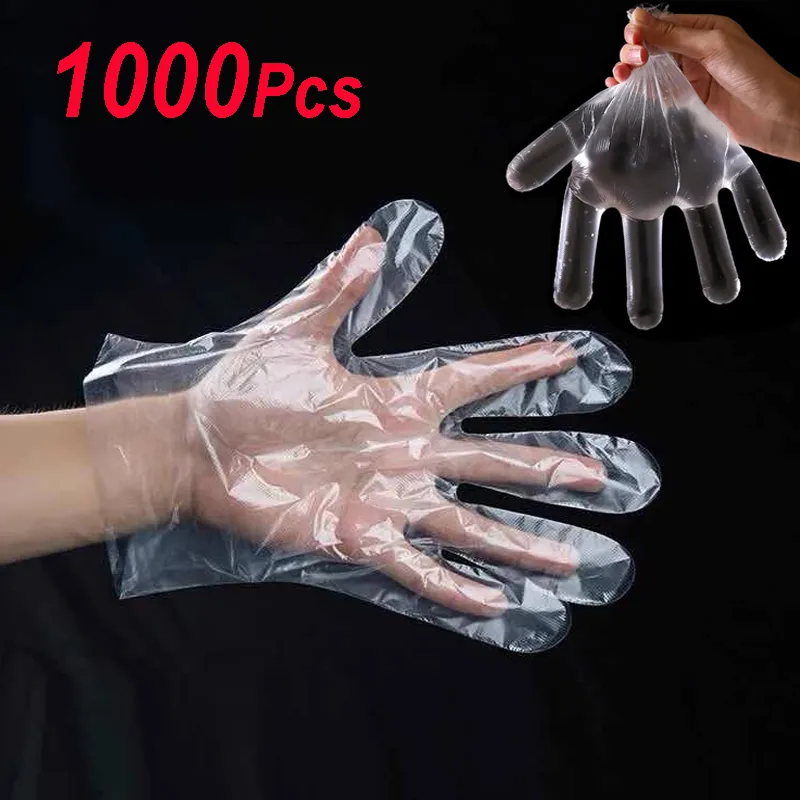 Gants jetables 5001000 pcs Gants jetables One-off Gants en plastique Cuisine BBQ Pique-nique Cuisine Gants de nettoyage Cuisine Ménage Gants 230628