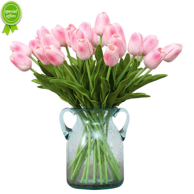 Nouveau simulé PU tulipe fleur artificielle mariage décoration de la maison fleurs artificielles décoration de salon table basse et bureau