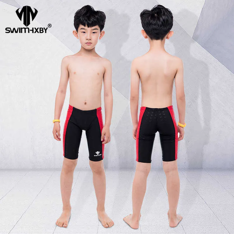 Swim wear HXBY Boys Swimsuit Professional Kids Swimwear Swim Bris Mens Swim Wear Swimming Trunks Men Swimwear Shorts Swimsuit HKD230628