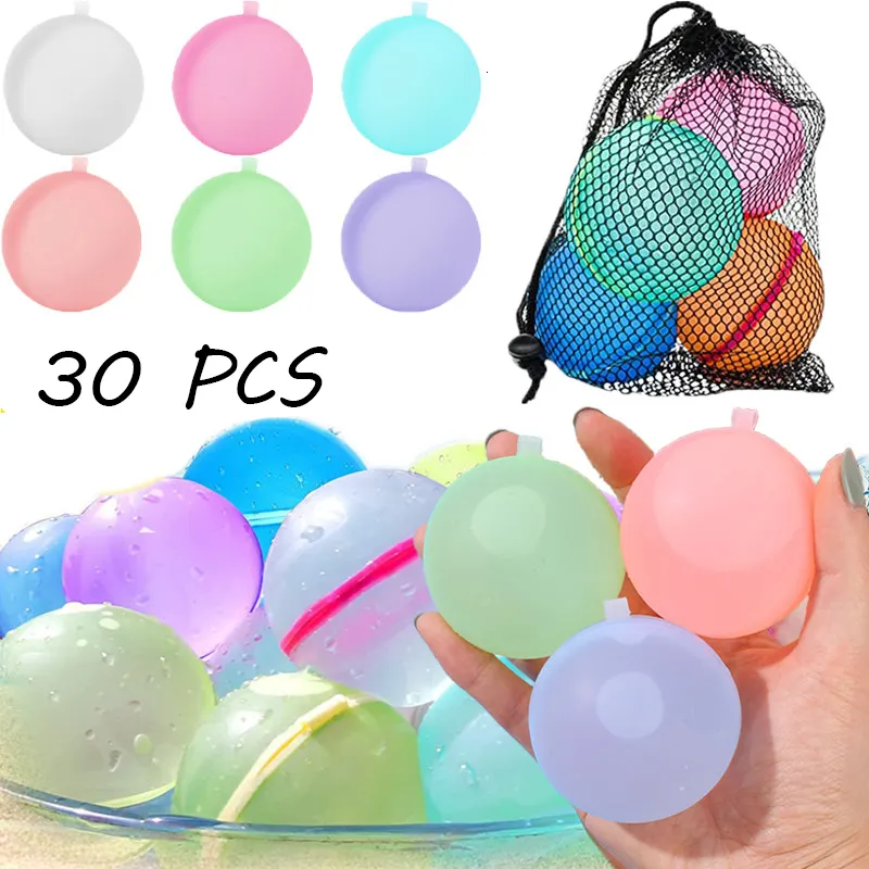 Sand Play Water Fun 30 PCS Reusable Water Balloons Bombs Bladder Adults Kids Summer Swimming Pool Outdoor Beach Silicone Spray Ball 230628