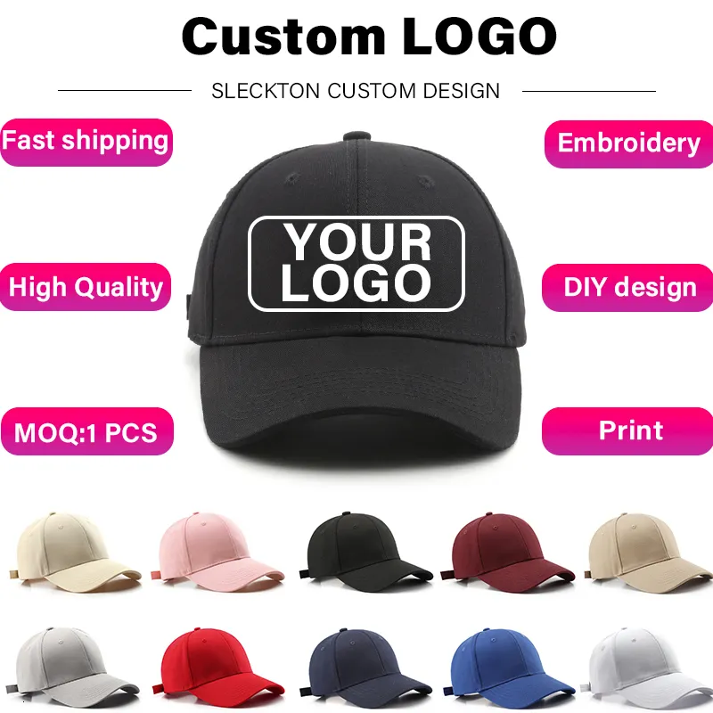 Visirs Sleckton Custom Baseball Cap för kvinnor och män Fashion Diy Letter Brodery Hats Cotton Design Caps Wholesale Unisex 230627