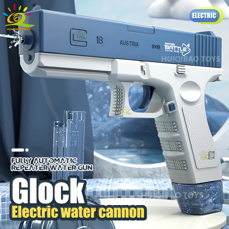 Zand Spelen Water Plezier HUIQIBAO M1911 Glock Elektrisch Automatisch Waterpistool Outdoor Strand Grote capaciteit Zwembad Zomer Speelgoed voor Kinderen Jongens Geschenken 230629