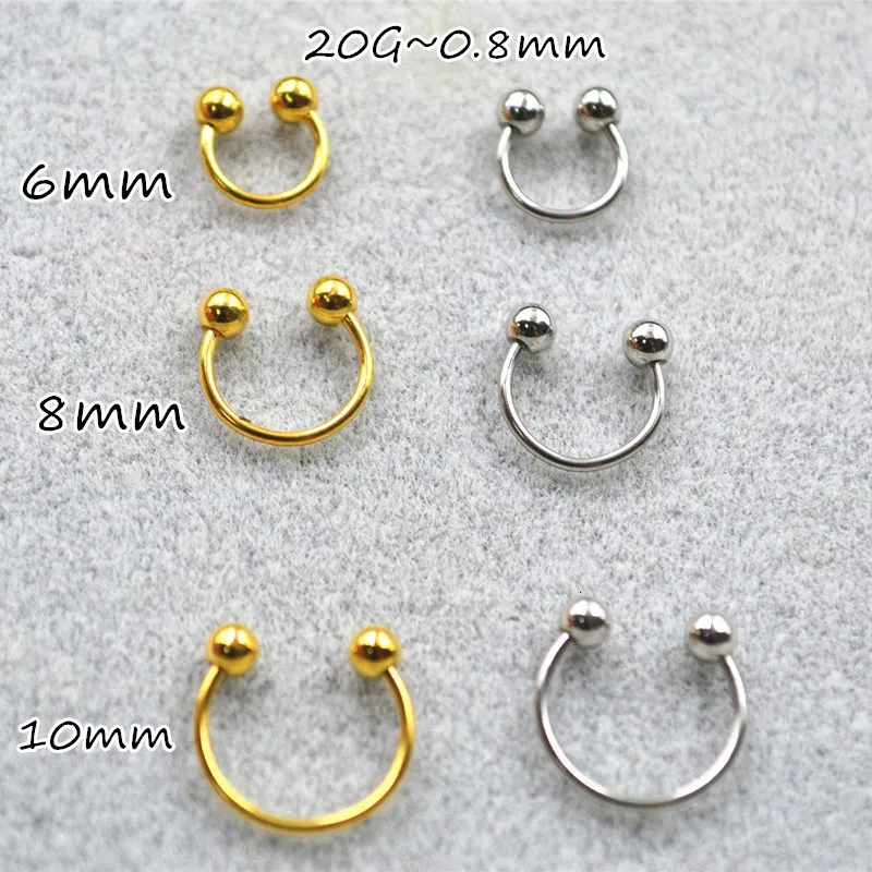 Pierścienie Bell Bell Pierścienie Lot50pcs Biżuteria do ciała 20g 08 mm Cienka stal Zarabia warga LaBret Nos Ear Daith Helise przenikanie CBR Horseesoes 230628