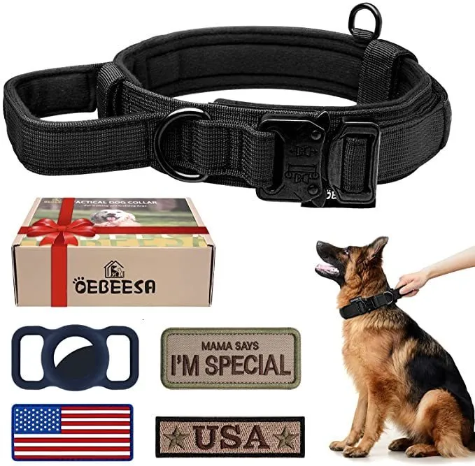 Durable Tactique Collier pour Chien Ensemble de Laisse Réglable Militaire  Collier pour Animaux De Compagnie Laisse Moyen Grand Chien Berger Allemand  Accessoires de Formation