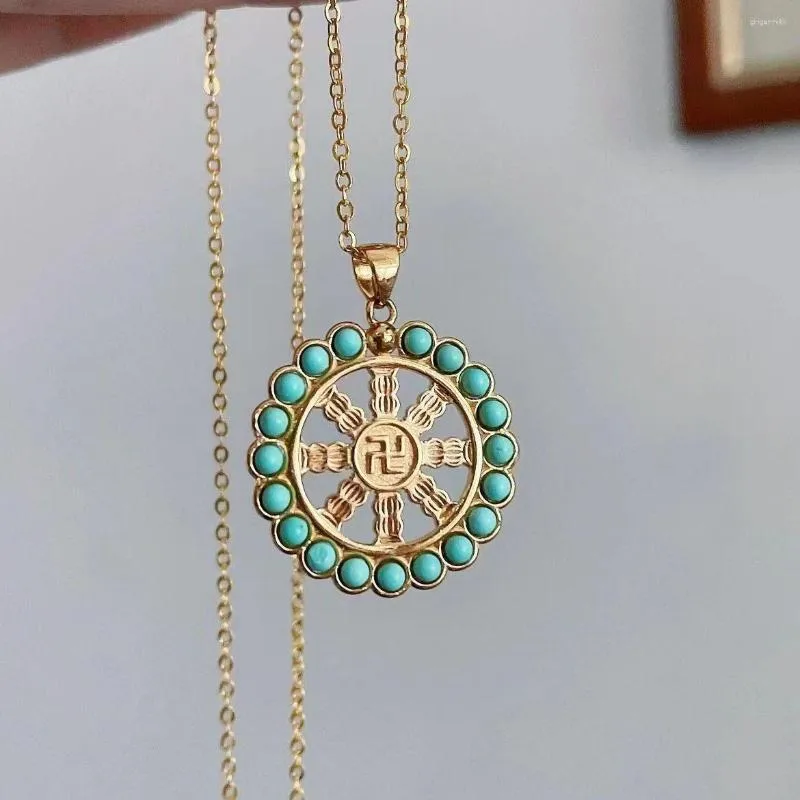 Pendant Necklaces YS Golden Transit Protector Sun Pattern With Six Character True Words And Ten Thousand Necklace