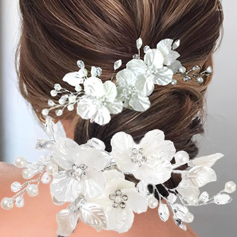 Hair Clips Bridal Metal Barrette Clip Hairpins Rhinestone Pearl Petal Wedding Hairstyle Design Tools Women Accessories