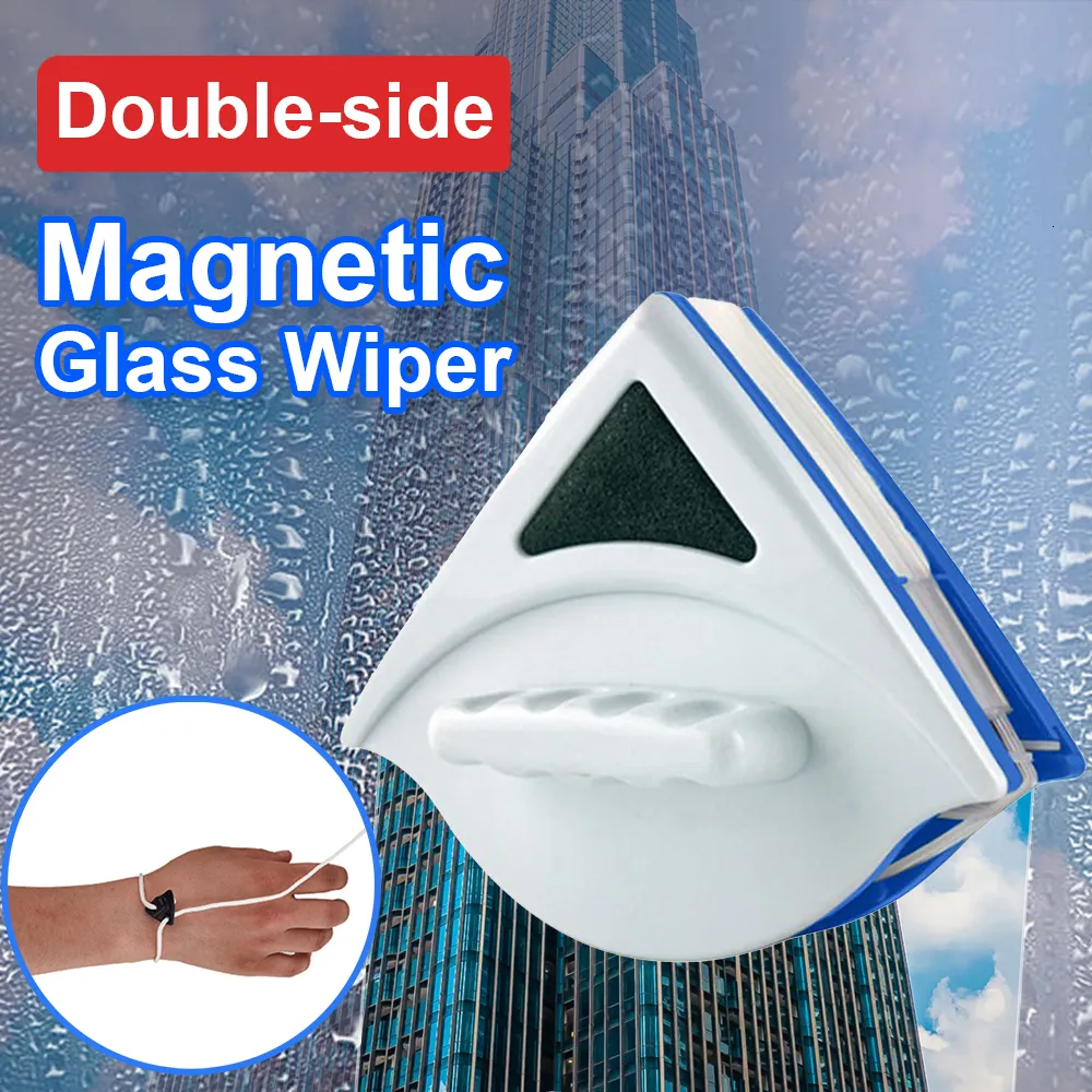 منظفات النوافذ المغناطيسية أداة تنظيف النوافذ الزجاجية المغناطيسية أداة تفريغ المياه تلقائيًا ممسحة مزدوجة الطبقة المنزلية الخاصة لتنظيف النوافذ بسمك 3-8 مللي متر 230628
