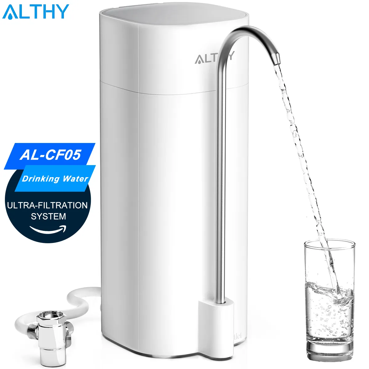 Faucet Water Filters ALTHY Countertop Faucet Drinking Water Filter Purifier Ultrafiltration System Reduces 99% Chlorine Heavy Metals Odor 230628