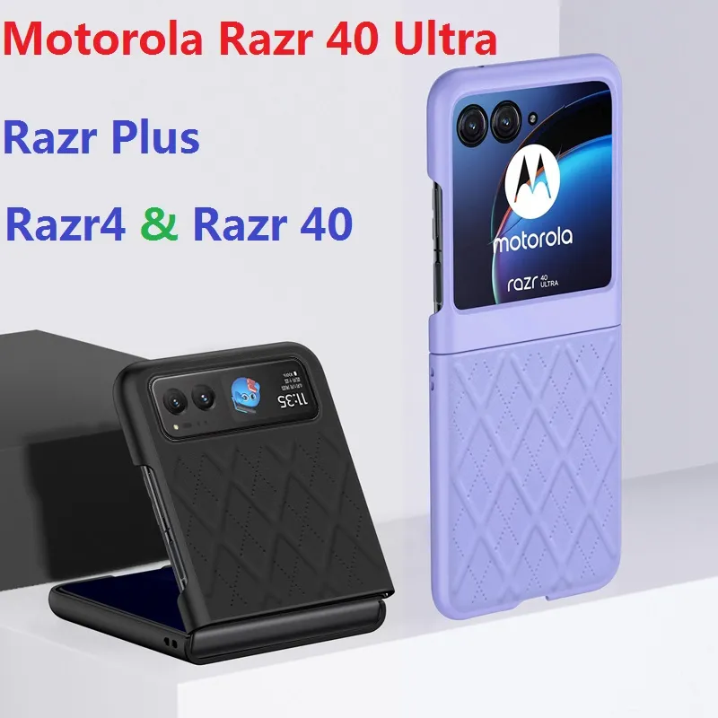 Rhombus -fall för Motorola Razr 40 Ultra Moto Razr Plus Razr4 Case Läder Lägg till hårt bakslag